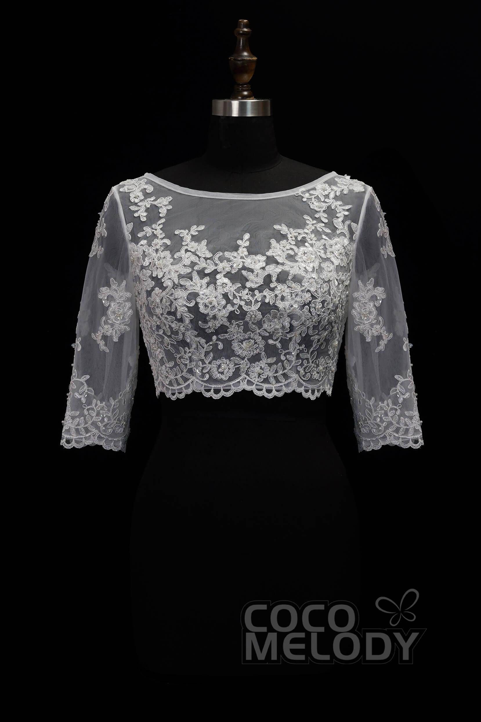 Romantic Ivory Lace Half Sleeve Wedding Wrap CX0015002 - COCOMELODY